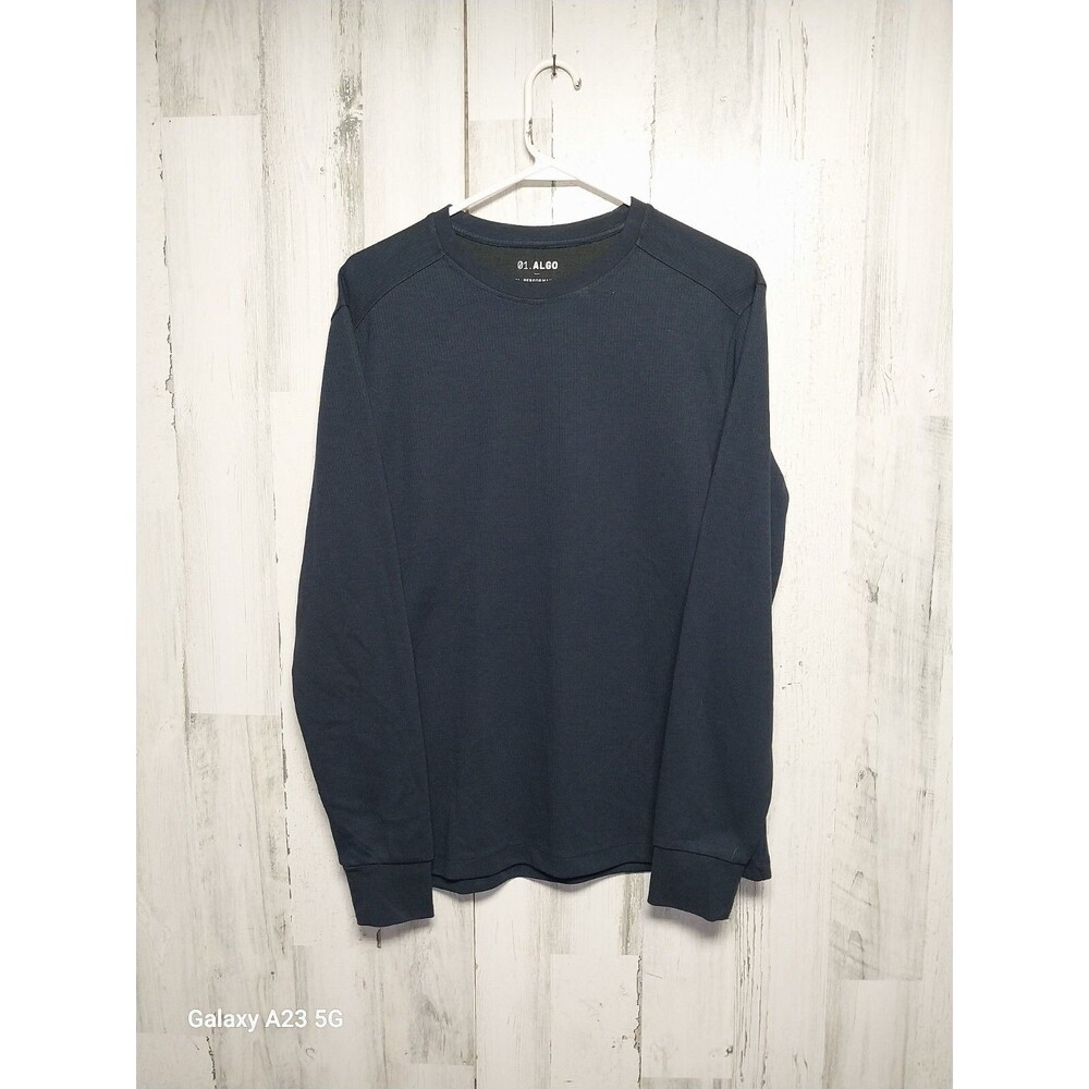 01. ALGO Performance Long Sleeve Shirt Men's S Blue Quick Dry UPF 40 Crewneck